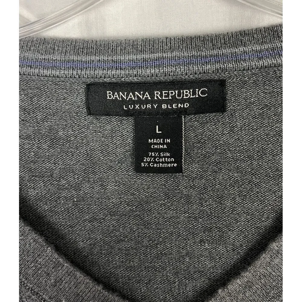 Mens Banana‎ Republic Luxury Blend Silk Knit Lightweight Sweater Gray Size L
